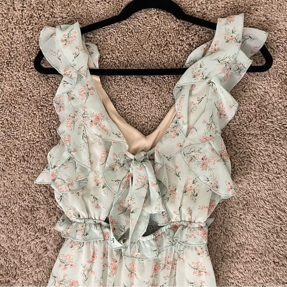 Black Tape Floral Midi Dress - Mint Green Size Medium - Picture 5 of 6